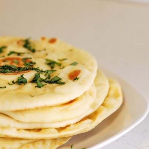 Fresh naan topped with cilantro